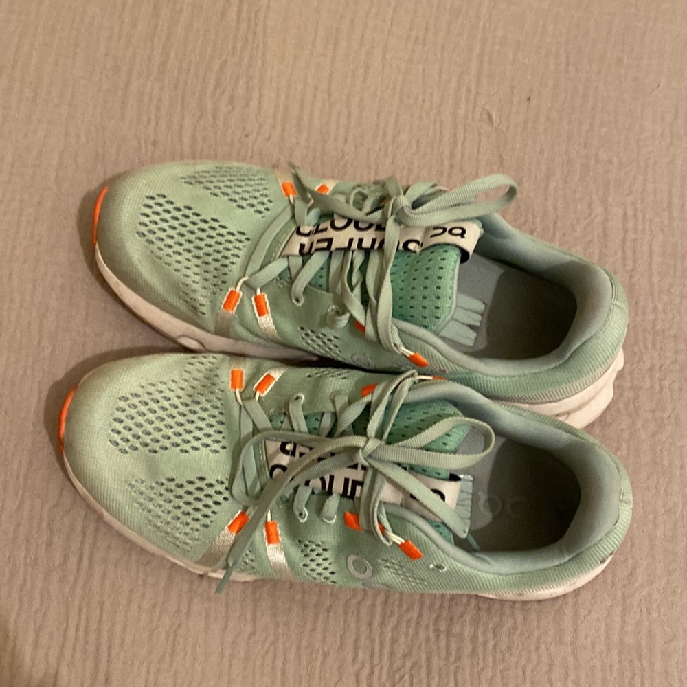 On Running Mint Green and Orange Athletic Shoes. Size 9 - Picture 7 of 9